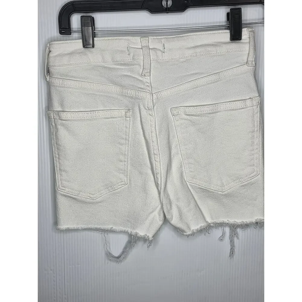 We The Free by Free People Size 27 White Denim Raw Hem Shorts Festival high rise